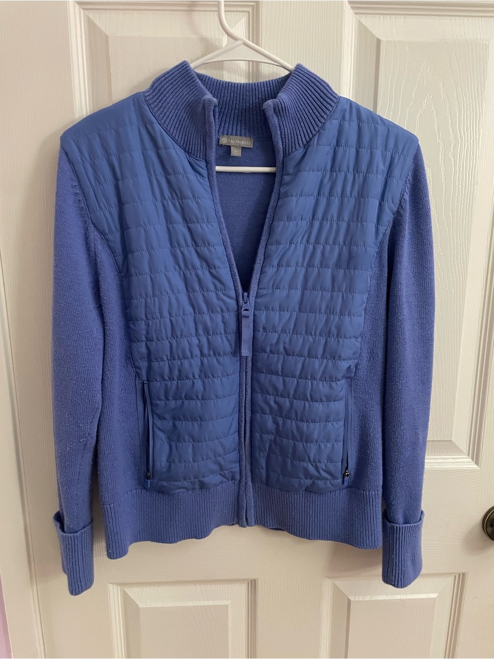 T by Talbots Ribbed Collar Knit Top - Periwinkle